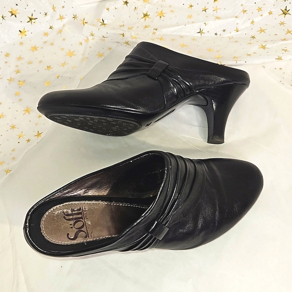 Sofft Heels Mules Black Leather 7.5 Women's Chic Office Professional - Picture 2 of 9